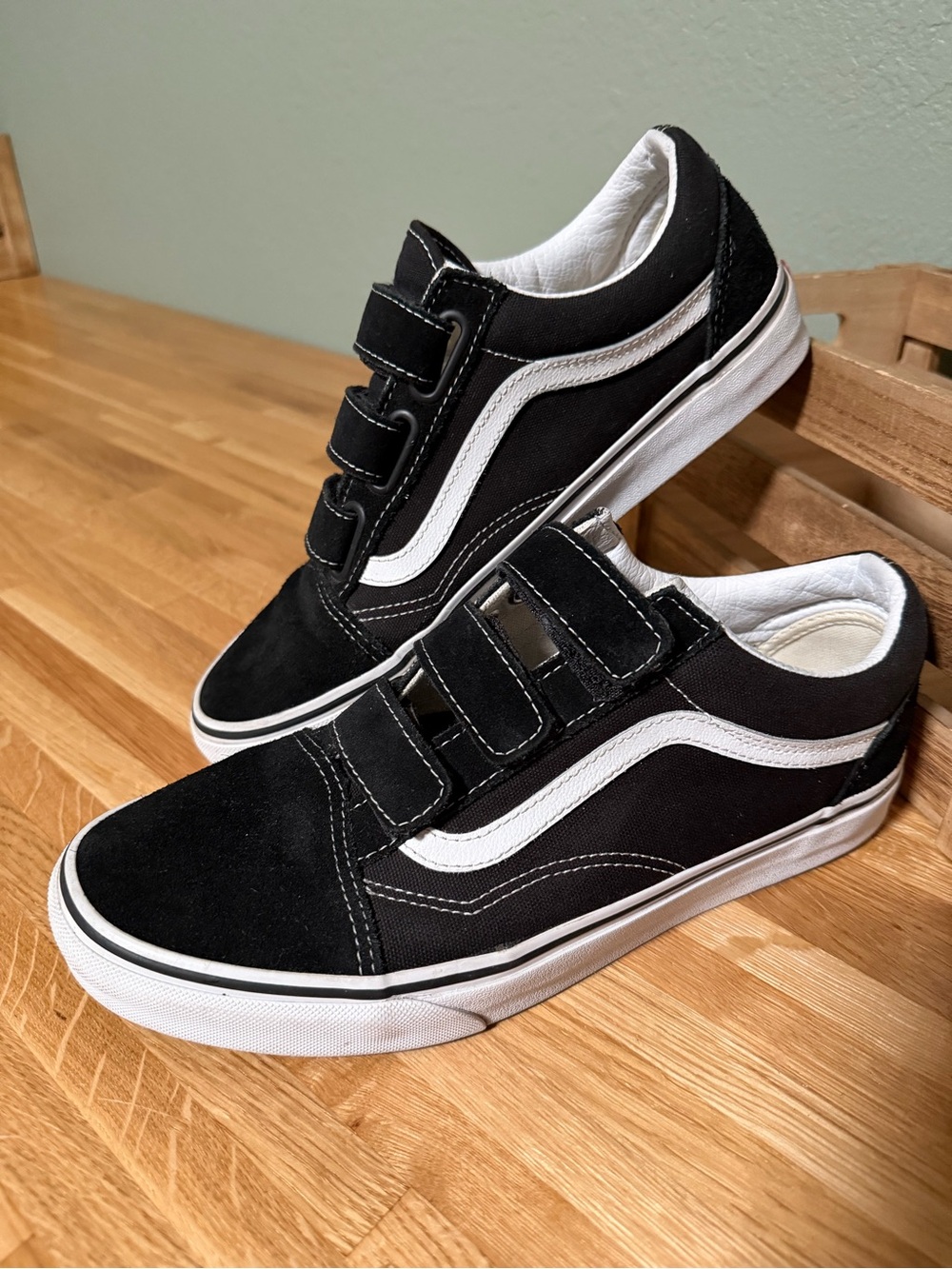 Black & White Velcro Vans